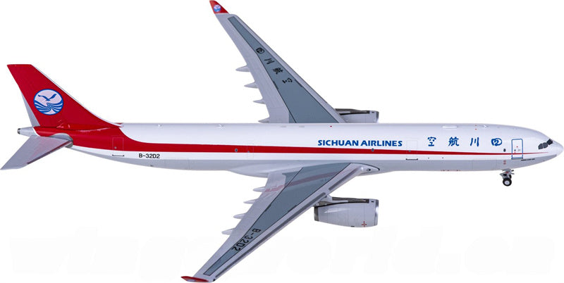NG Models Sichuan Airlines Airbus A330-300P2F B-32D2 1:400 Diecast Model view 1