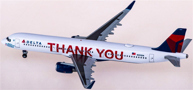 Herpa Delta Air Lines for Airbus A321 N391DN Thank you 1:500 Airplane Pre-built  Airliner Model Display