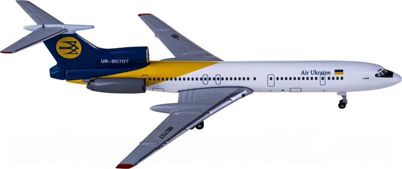AeroClassics Air Ukraine for Tupolev Tu-154 UR-85707 1:400 Airplane Pre-built  Airliner Model Display