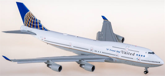 JC Wings United Airlines Boeing 747-400 N118UA flaps down 1:200 Diecast Model view 1