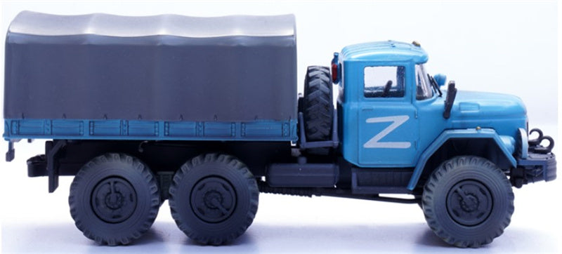 Panzerkampf ZIL-131 Military Blue Russian Aid Militia 1:72 Truck Pre-built Model