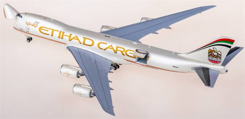 JC Wings Etihad Airways Boeing 747-8F N855GT Interactive Series 1:400 Diecast Model view 3