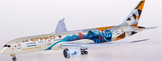 JC Wings Etihad Airways Boeing 787-9 Dreamliner A6-BLC Choose the USA Flaps Down 1:400 Diecast Model view 1