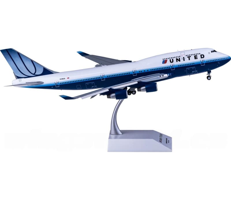 JC Wings United Airlines Boeing 747-400 N128UA Flaps down 1:200 Aircraft Pre-built  Airliner Model Display