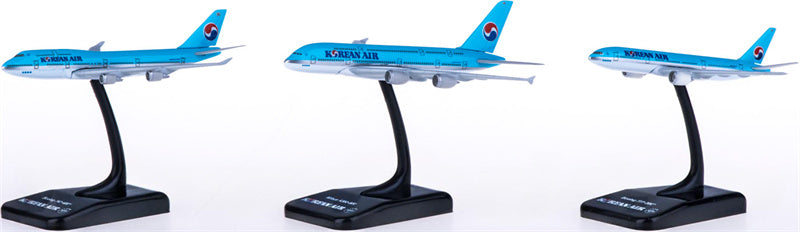 Hogan Korean Air Boeing 747-400 777-200 Airbus A380 3PCS a set 1:1000 Diecast Model view 4