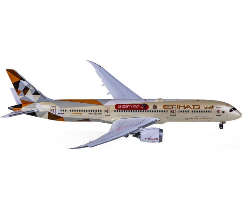 JC Wings Etihad Airways Boeing 787-9 A6-BLM Flaps down 1:400 Aircraft Pre-built  Airliner Model Display