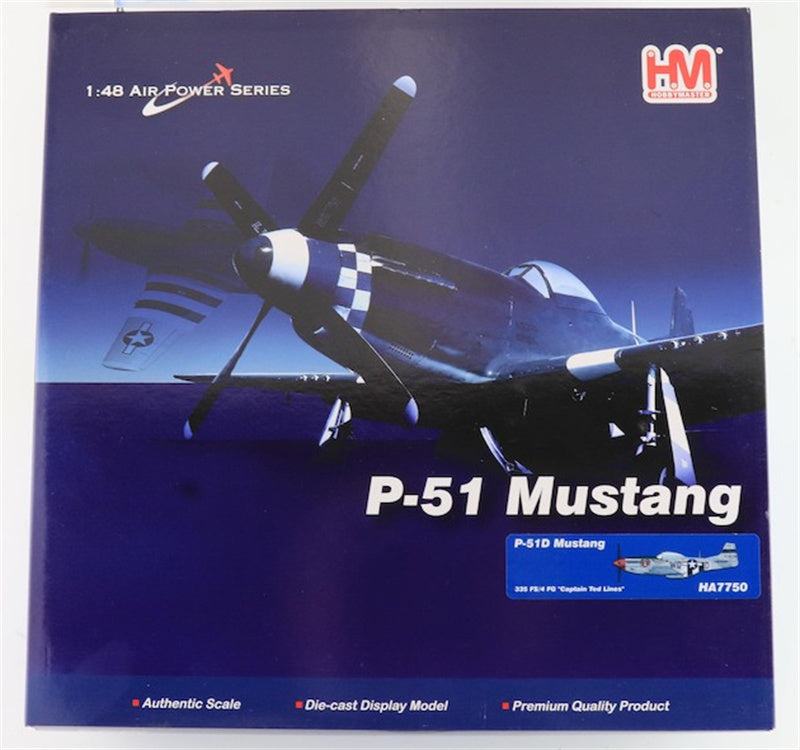 HOBBY MASTER P51D Mustang USAAF 335 FS/4 FG Captain Ted Lines 1:48 Aircraft Pre-built Model