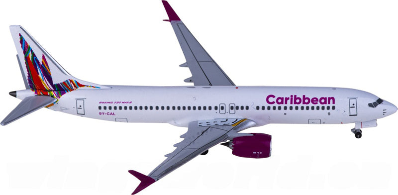 AeroClassics Caribbean Airlines Boeing 737 MAX 8 9Y-CAL 1:400 Diecast Model view 2