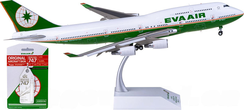 JC Wings EVA Air Boeing 747-400 B-16411 Flaps Down w/ Aviationtag 1:200 Diecast Model view 2