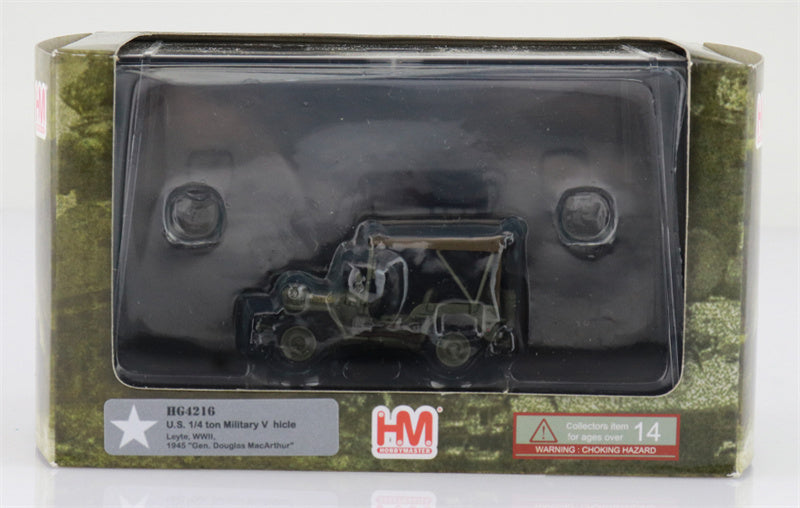 HOBBY MASTER US 1/4 ton Military Vehicle Leyte WWII 1945 Gen. Douglas MacArthur 1:72 Tank Pre-built Model
