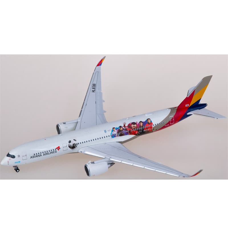 JC Wings Asiana Airbus A350-900XWB HL8381 Flaps down 1:400 Aircraft Pre-built  Airliner Model Display