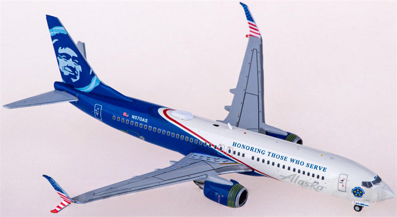 Geminijets Alaska Airlines Boeing 737-800S N570AS Honoring Those Who Serve 1:400 Diecast Model view 1