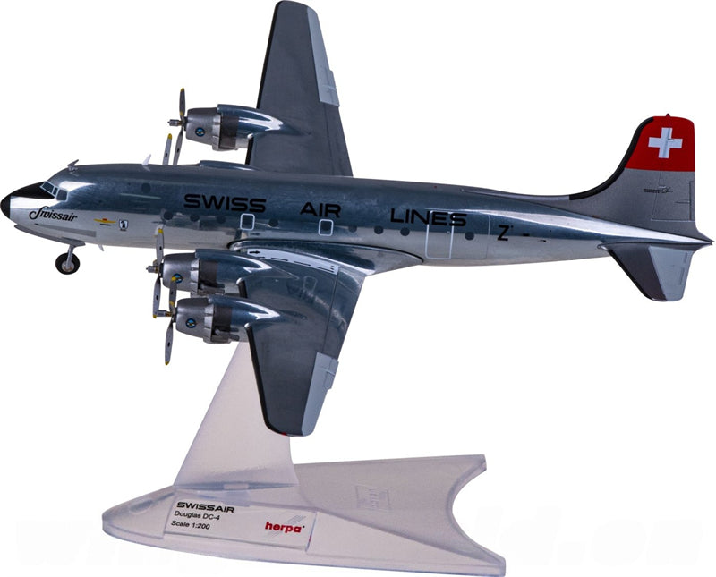 Herpa Swissair Douglas DC-4 ZU-ILI 1:200 Diecast Model view 3