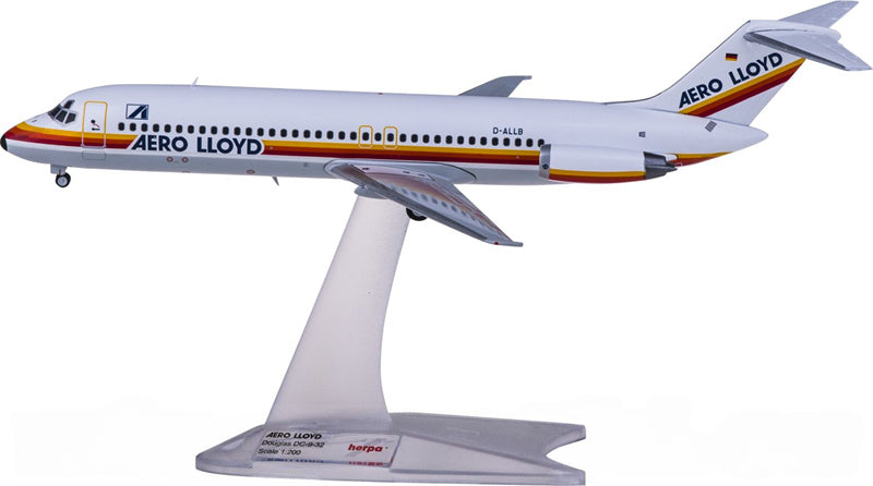 Herpa Aero Lloyd for McDonnell Douglas DC-9-30 D-ALLB 1:200 Aircraft Pre-built  Airliner Model Display