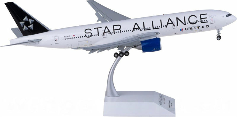 JC Wings United Airlines Boeing 777-200ER N218UA Star Alliance Flaps Down 1:200 Diecast Model view 1