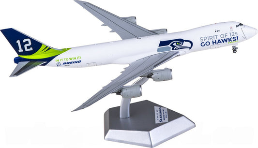 HX Models 1:400 Boeing 747-8F Seattle Seahawks N841BA Diecast Model view 1