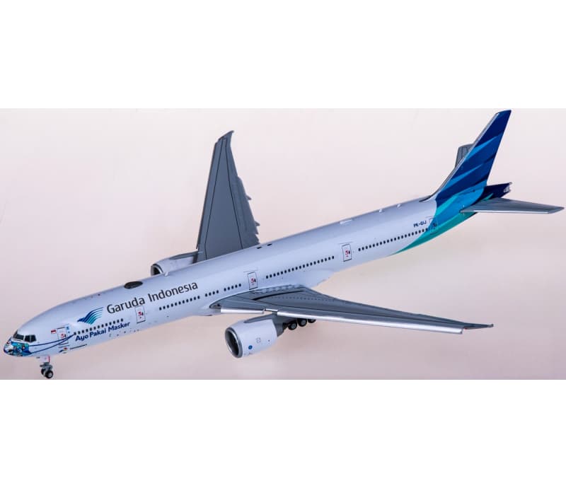 JC Wings Garuda Indonesia Boeing 777-300ER PK-GIJ Flaps down 1:400 Aircraft Pre-built  Airliner Model Display