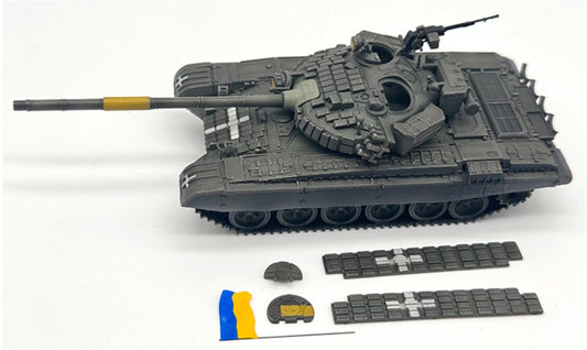 ARTISAN Ukrainian T-72 main battle tank w/ national flag Wearing skirt armor 1:72 Tank Pre-built Model