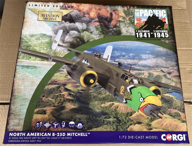 CORGI North American B-25D Mitchell Red Wrath 5th USSAF Lt. Col. Clinton L True Limited Edition 1:72 Aircraft Pre-built Model
